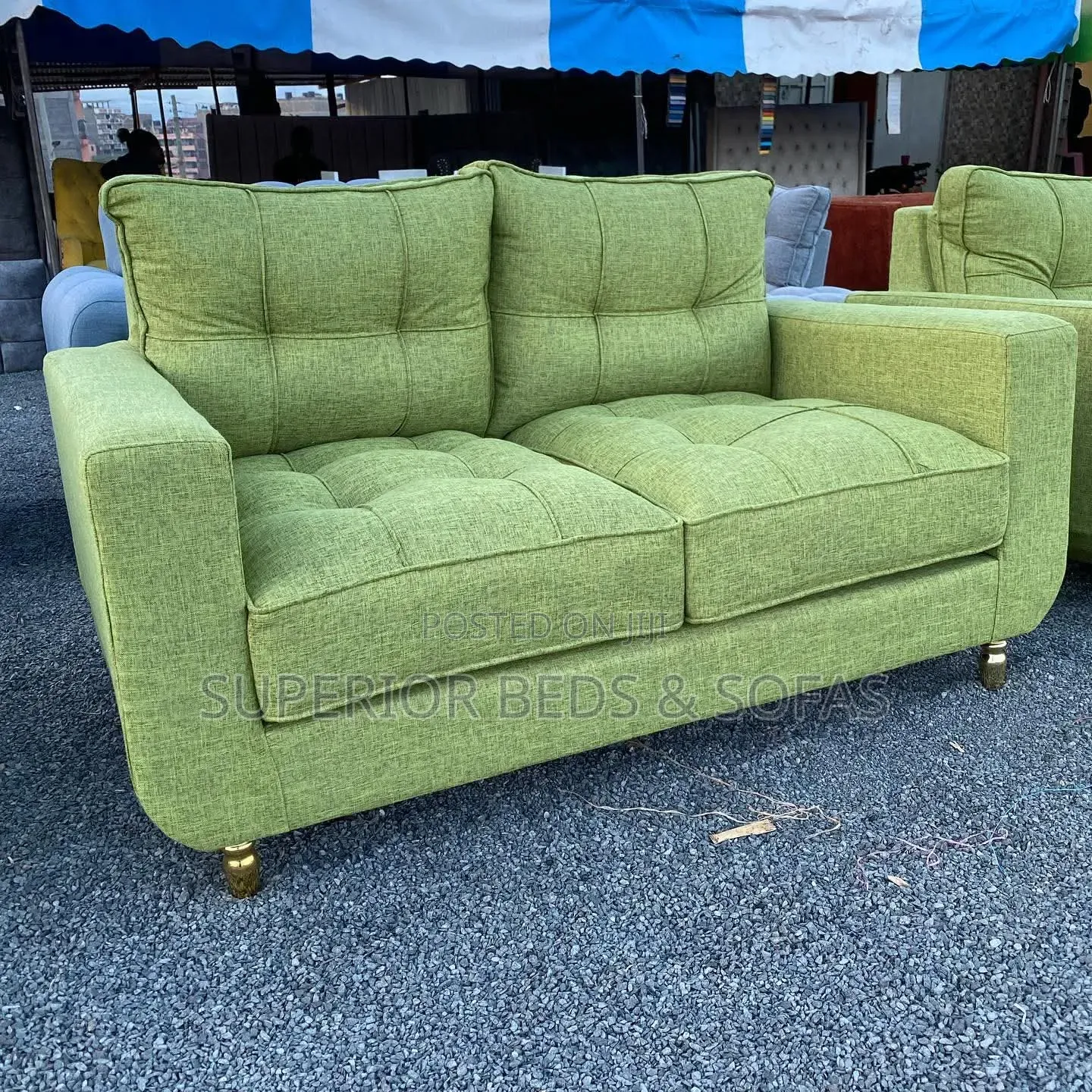 Green Fabric 2 Seater Sofa