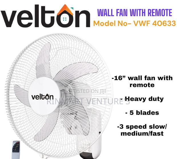 Velton 16-Inch Wall Fan With Remote
