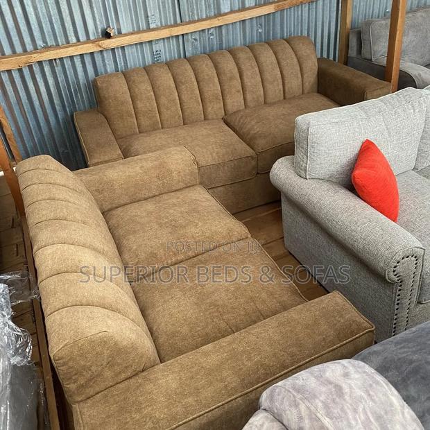 Brown Fabric 3-Seater Sofa - thumbnail 2