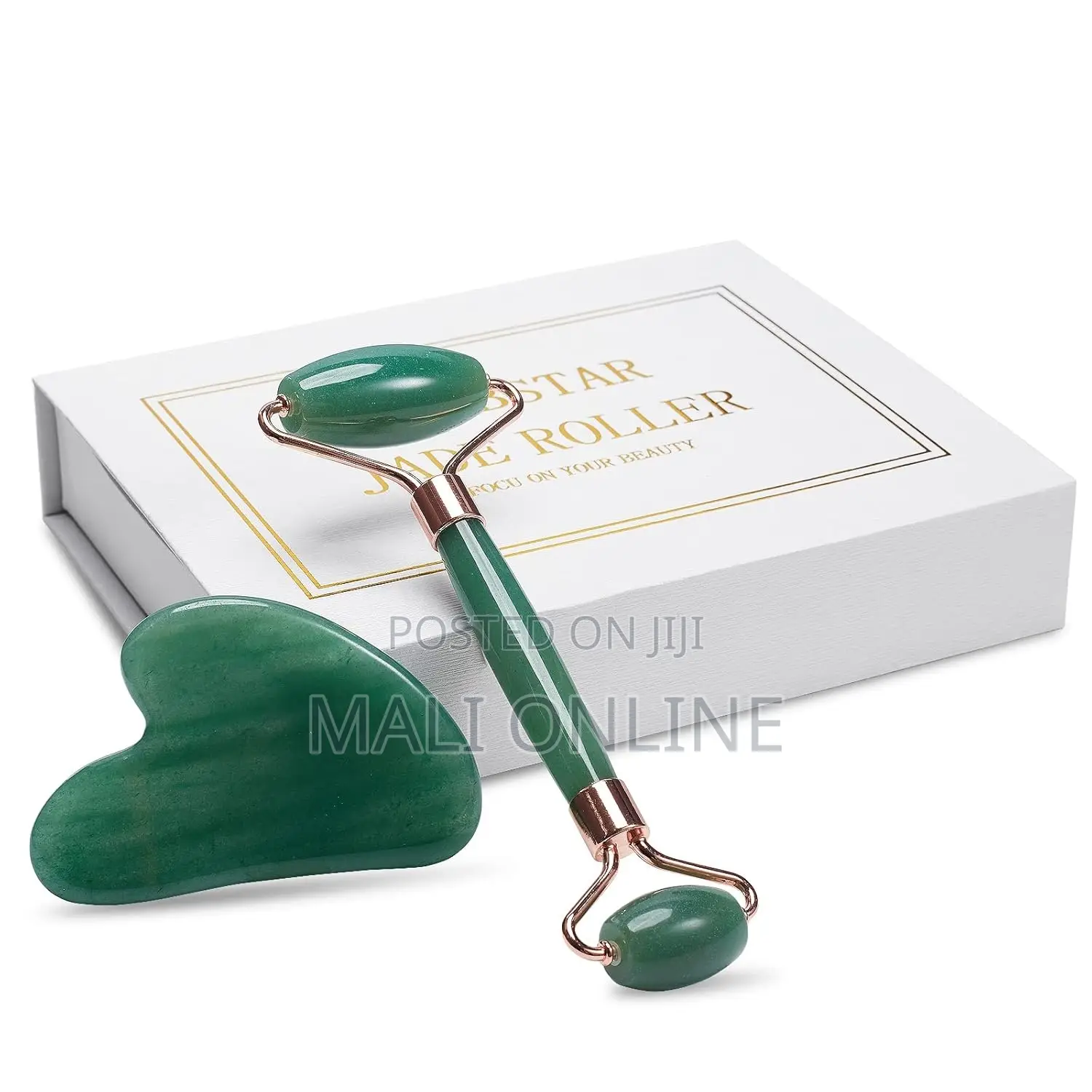Jade Roller Gua Sha Facial Massage Set Natural Stone Skin Care Tool