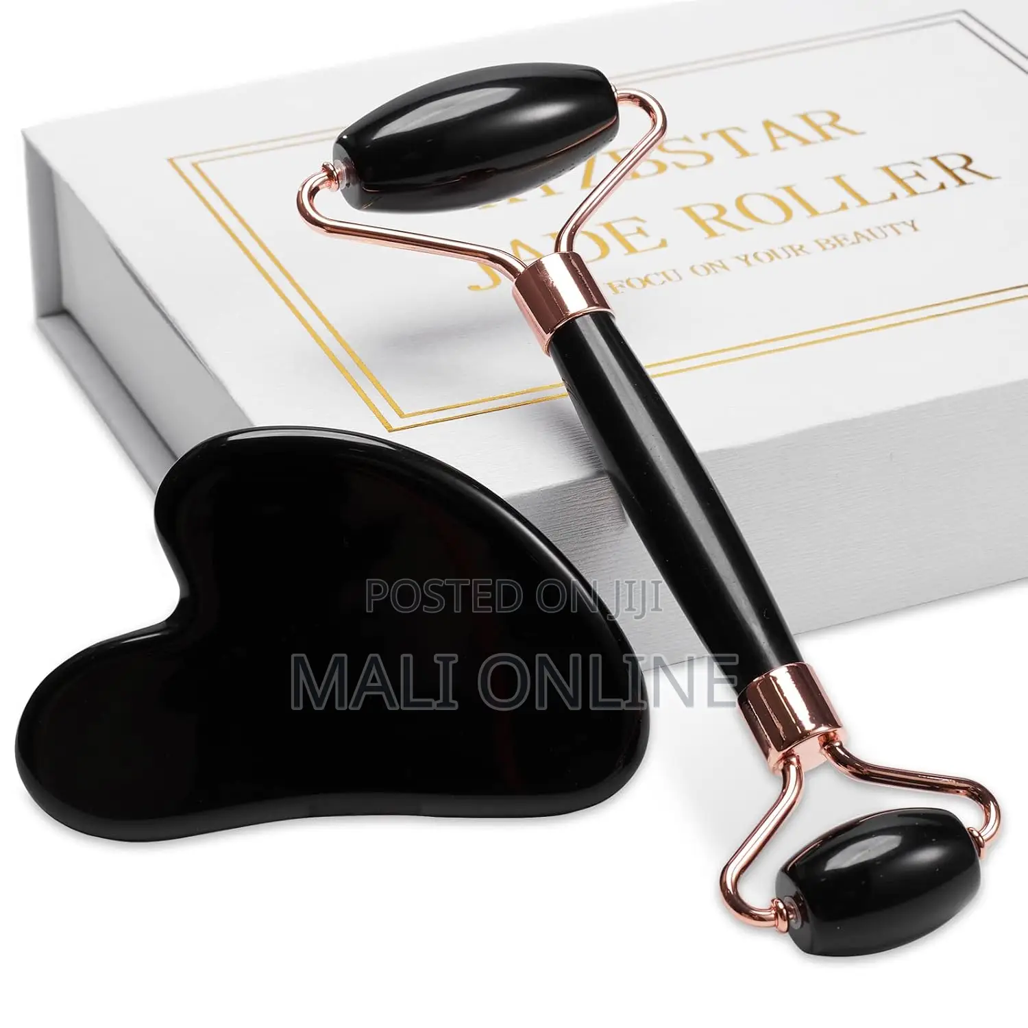 Jade Roller Gua Sha Facial Massage Set Natural Stone Skin Care Tool