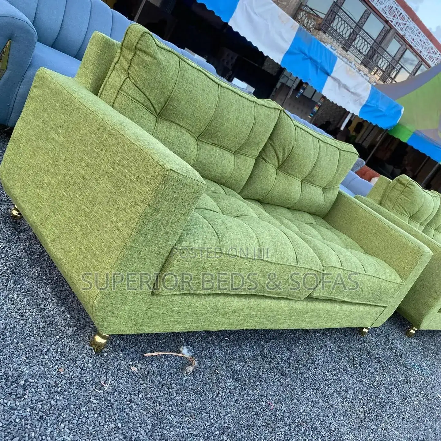 Green Fabric 2 Seater Sofa