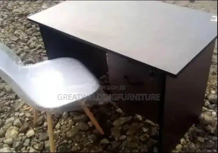 Grey Office Desk With Classic Eames Office Chair