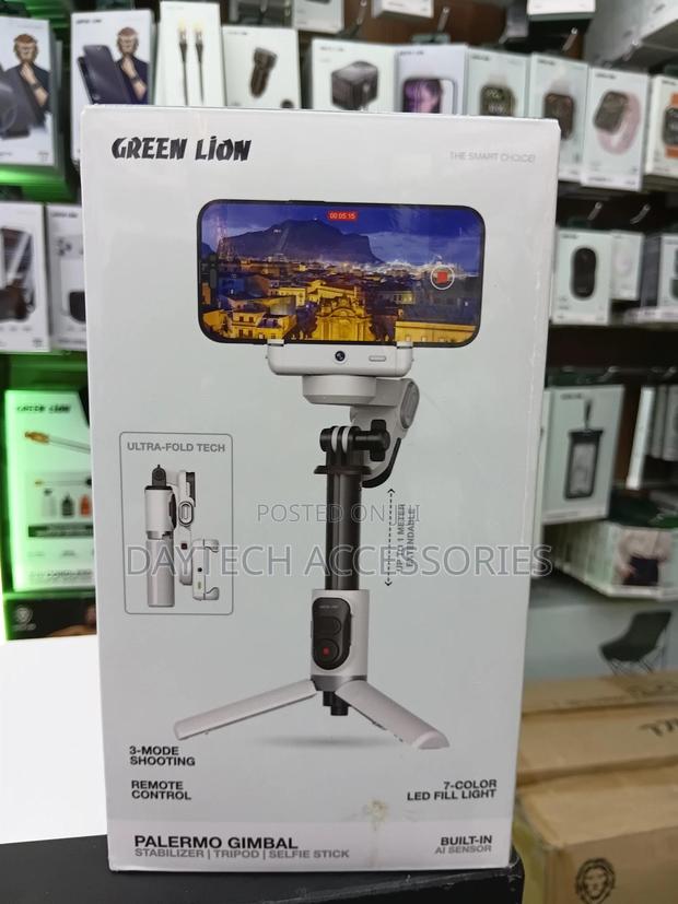 Green Lion Palermo Gimbal Tripod Stand With Remote Control – White - thumbnail 2