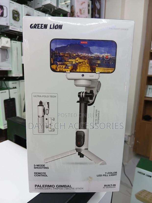 Green Lion Palermo Gimbal Tripod Stand With Remote Control – White