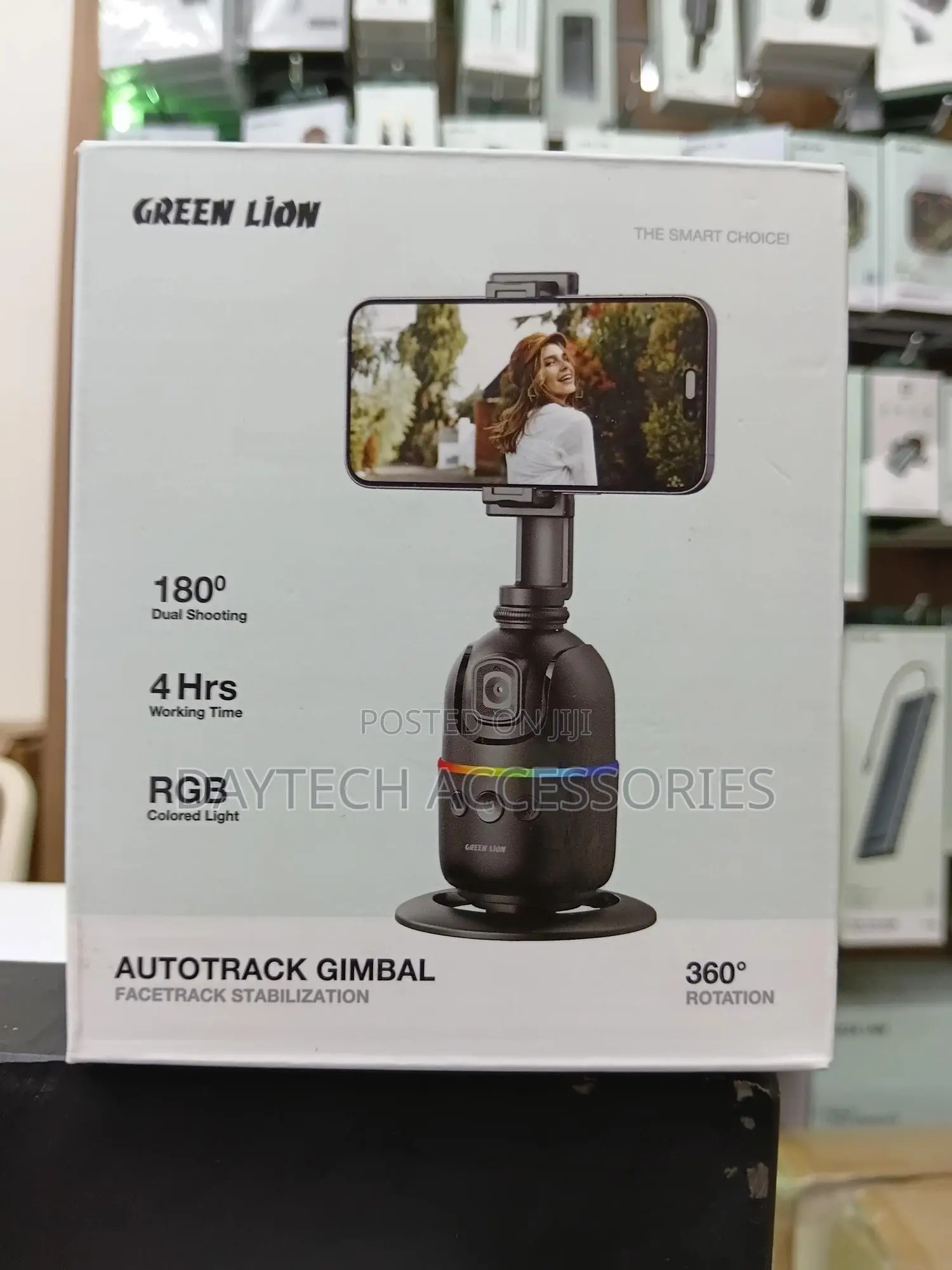 Green Lion Autotrack Gimbal With 360-Degree Rotation and RGB Lighting.