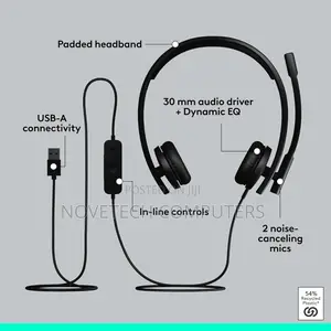 Logitech H570e Stereo Usb-a Headset With Noise Cancelling Mic - Black
