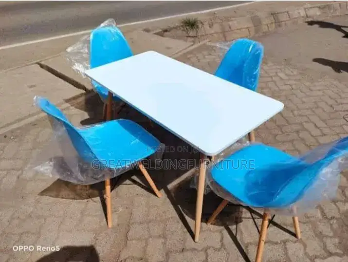 Dining Table With Blue Plastic Chair