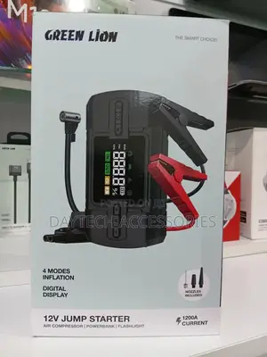 This Is a Green Lion 12v Jump Starter With a 12000mah Battery Capacity