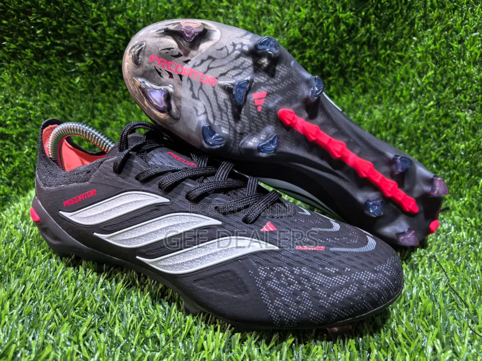 Adidas Predator Black Spine Red Football Boots, Soccer Boots