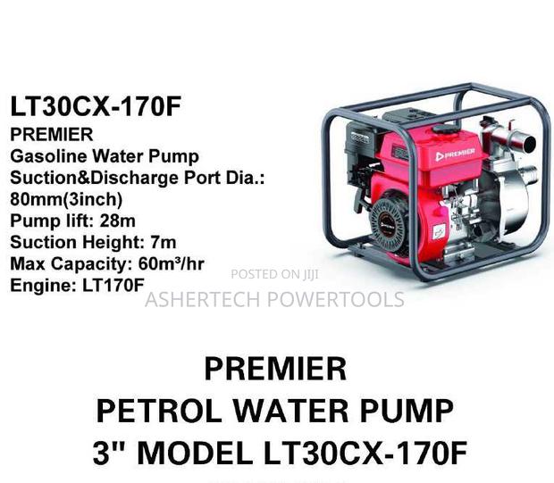 Premier Gasoline Water Pump (Model Lt30cx-170f) 80mm (3 Inches)
