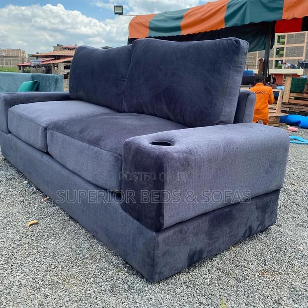 Grey Cushion Back Sofa 3 Seater - thumbnail 3