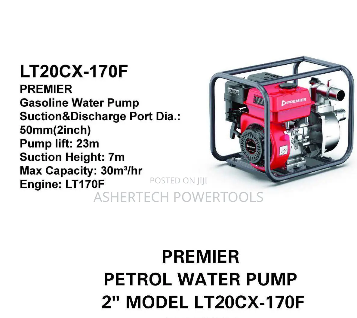 Premier Petrol Water Pump, Model Lt20cx-170f.