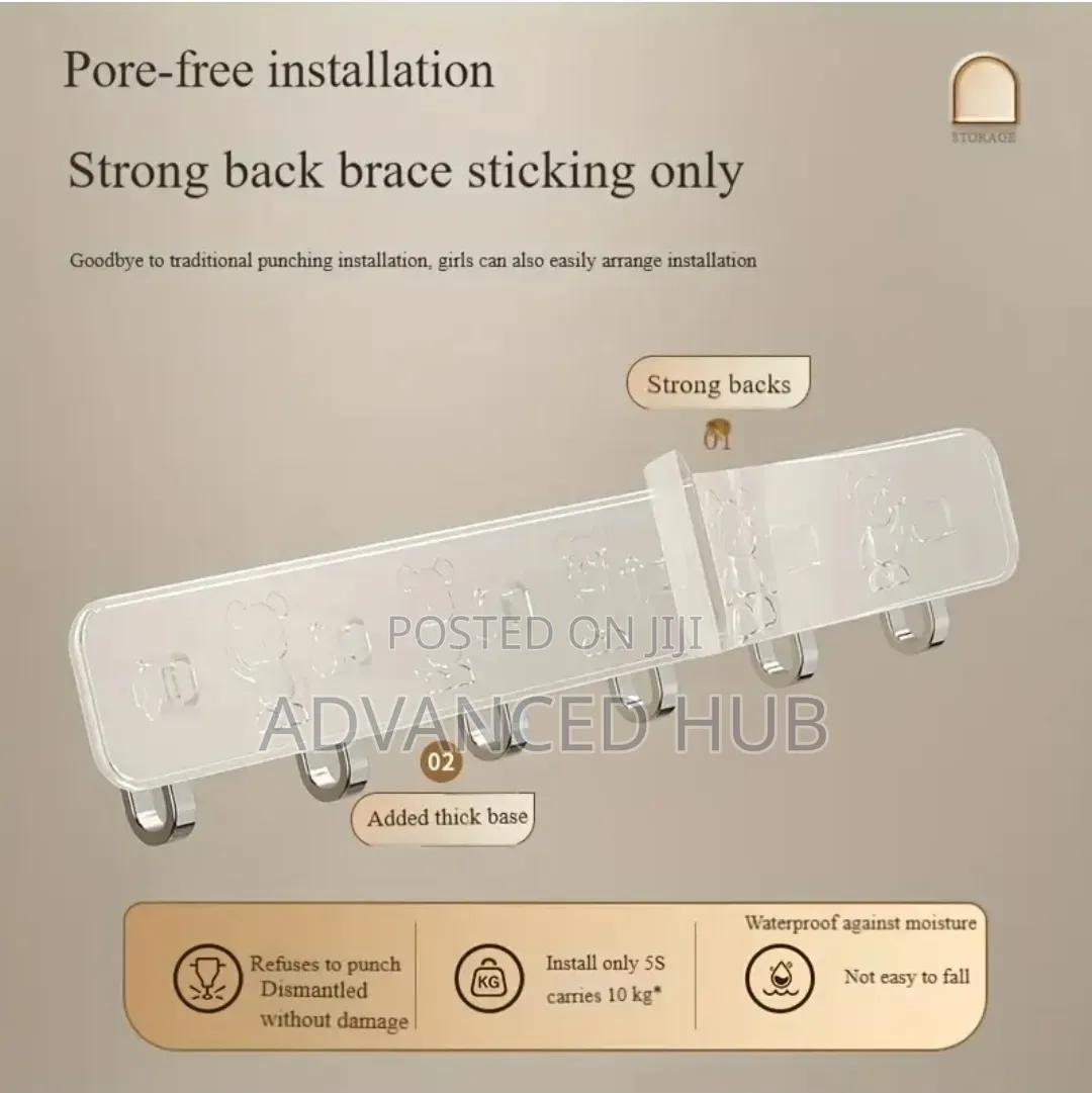 Strong Wall Mounted 6 Hooks Hanger