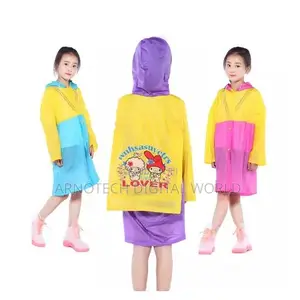 Kids Hooded Schoolbag Raincoat Long Poncho Jacket Cover