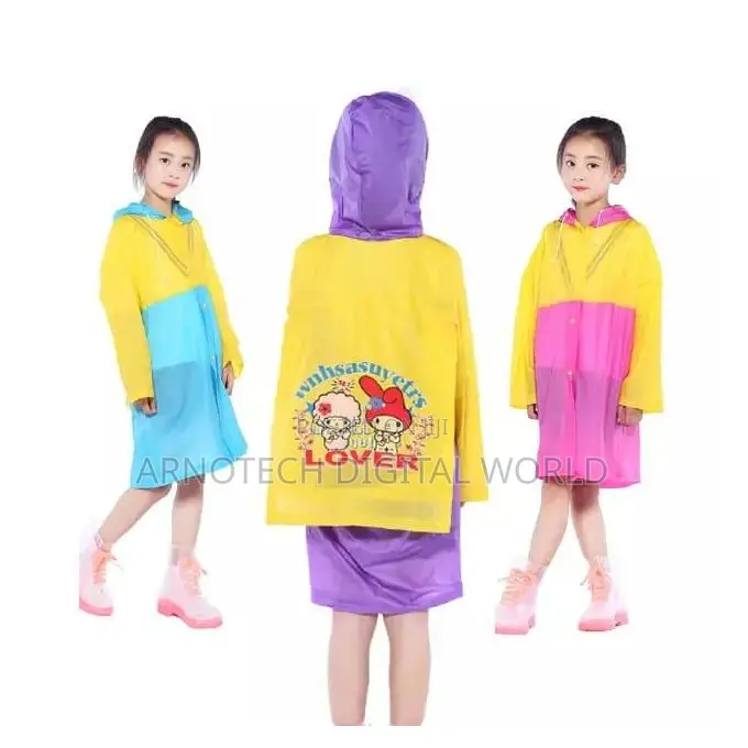 Kids Hooded Schoolbag Raincoat Long Poncho Jacket Cover