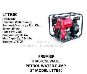 Premier Lttb50 Trash/Sewage Petrol Water Pump. 2-Inch (50mm)