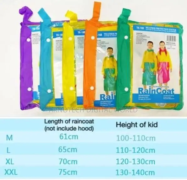 Kids Hooded Schoolbag Raincoat Long Poncho Jacket Cover