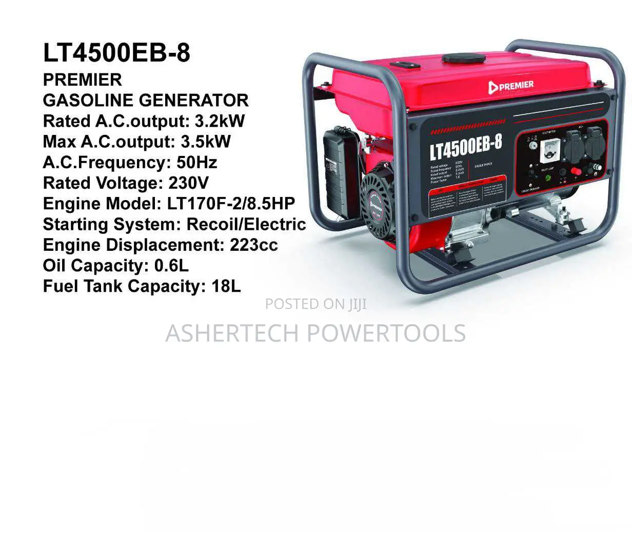 Premier Lt4500eb-8 Gasoline Generator 3.2kw