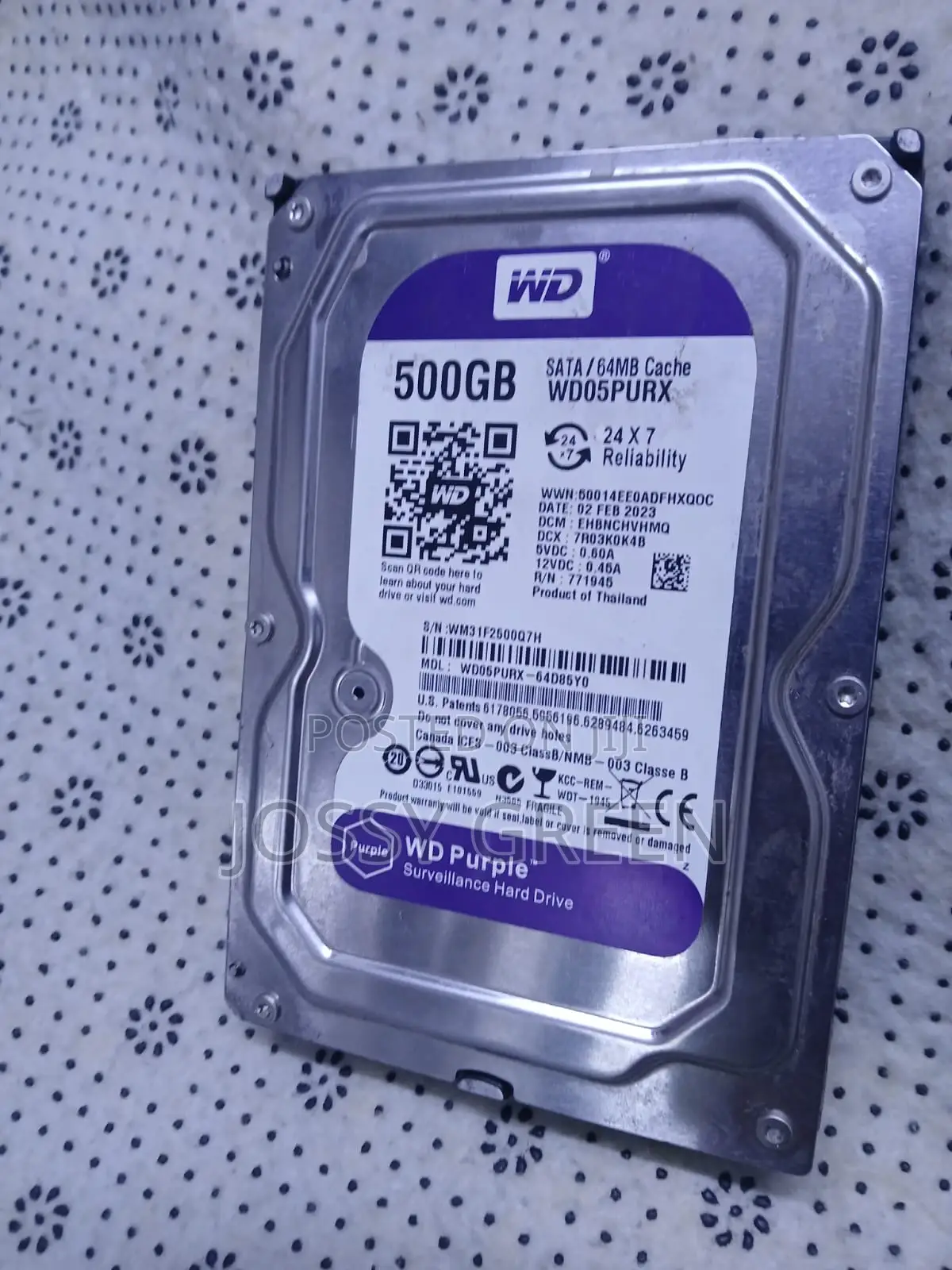 500 Western Digital Hard Drive for Data Storage