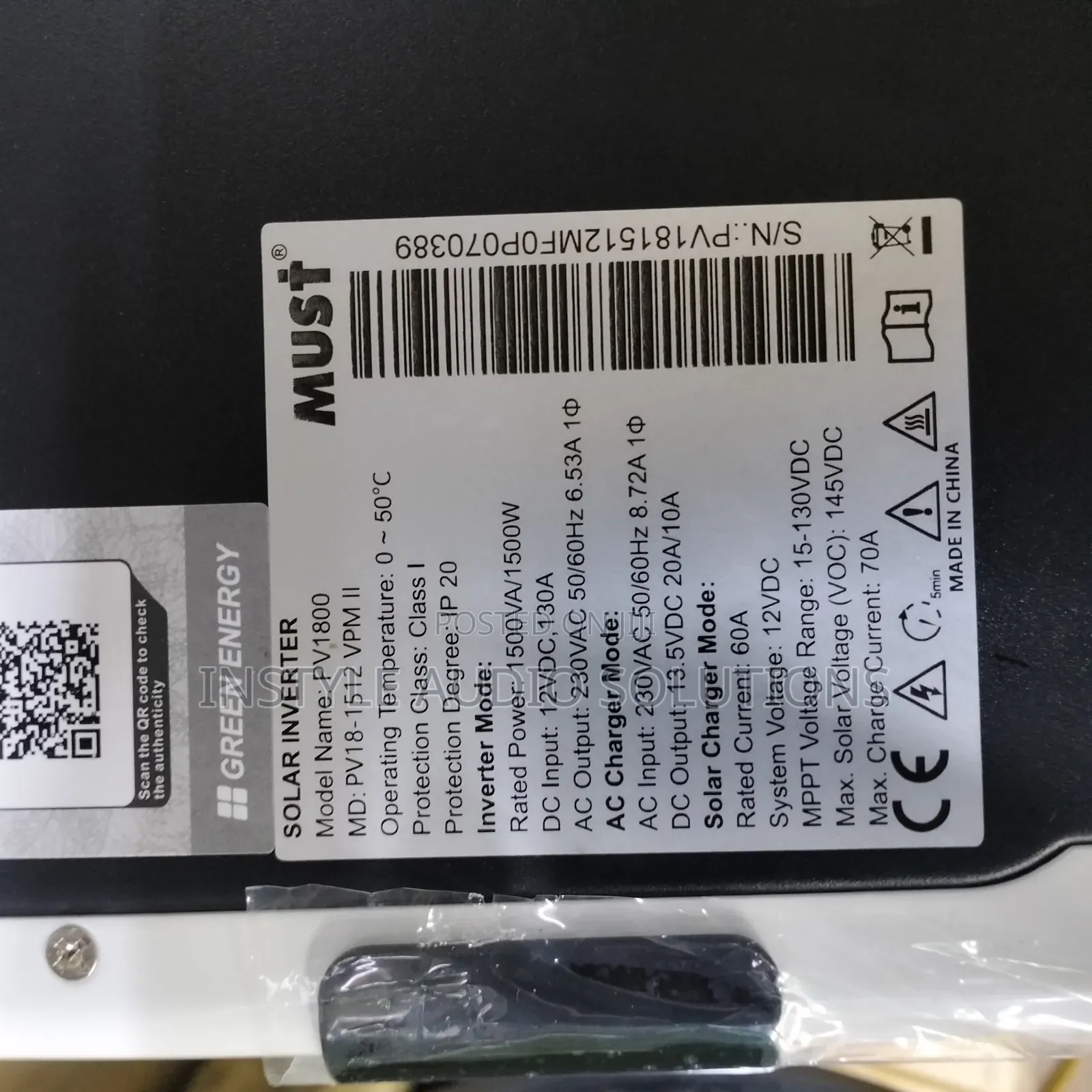 Must 1.5kva - 12v Hybrid 60a MPPT Hybrid Solar Inverter.