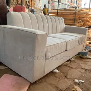 Quality Fabric 3-Seater Sofa Available in Cream/White and Black