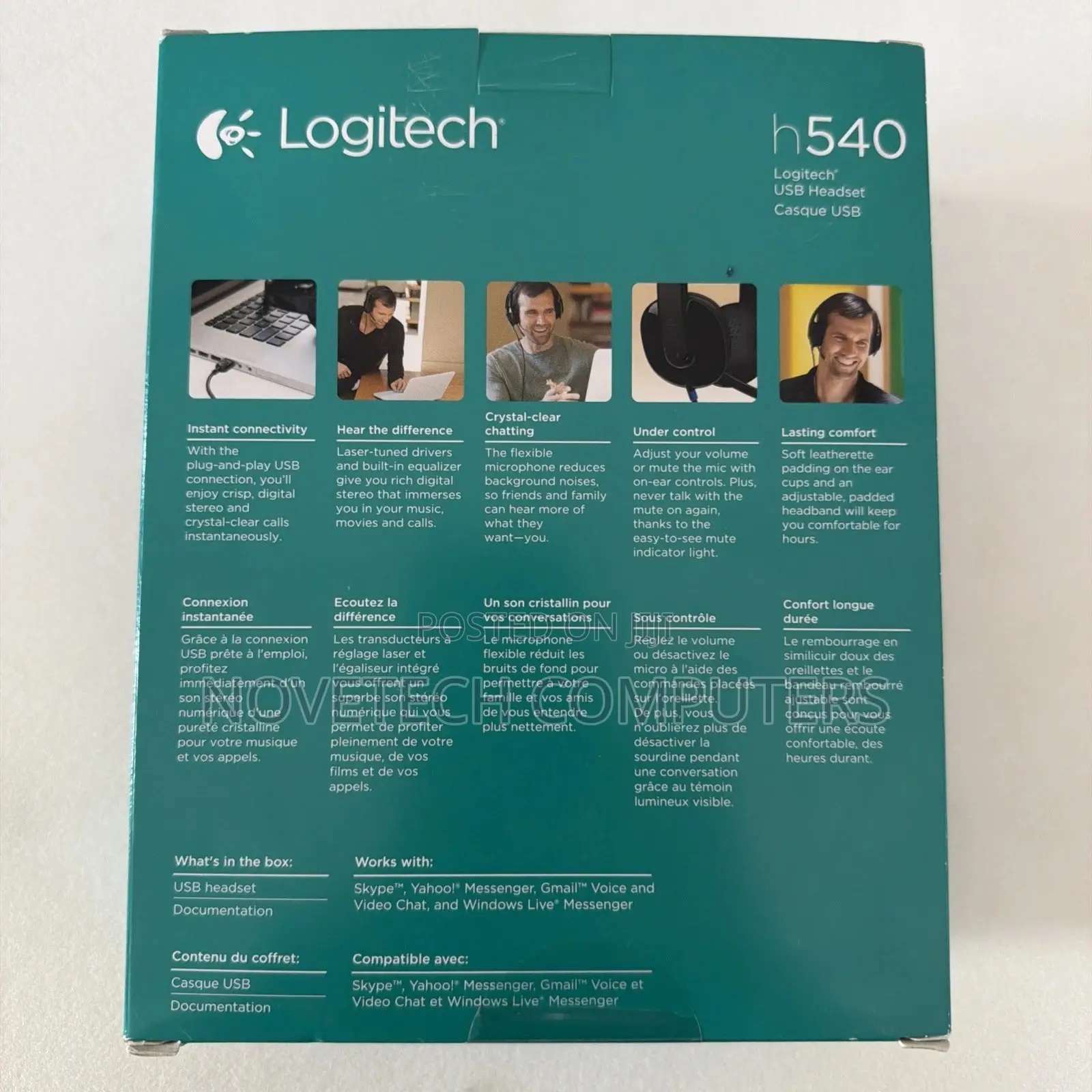 Logitech H540 Usb Headset Hd Sound Noise Canceling Microphone New