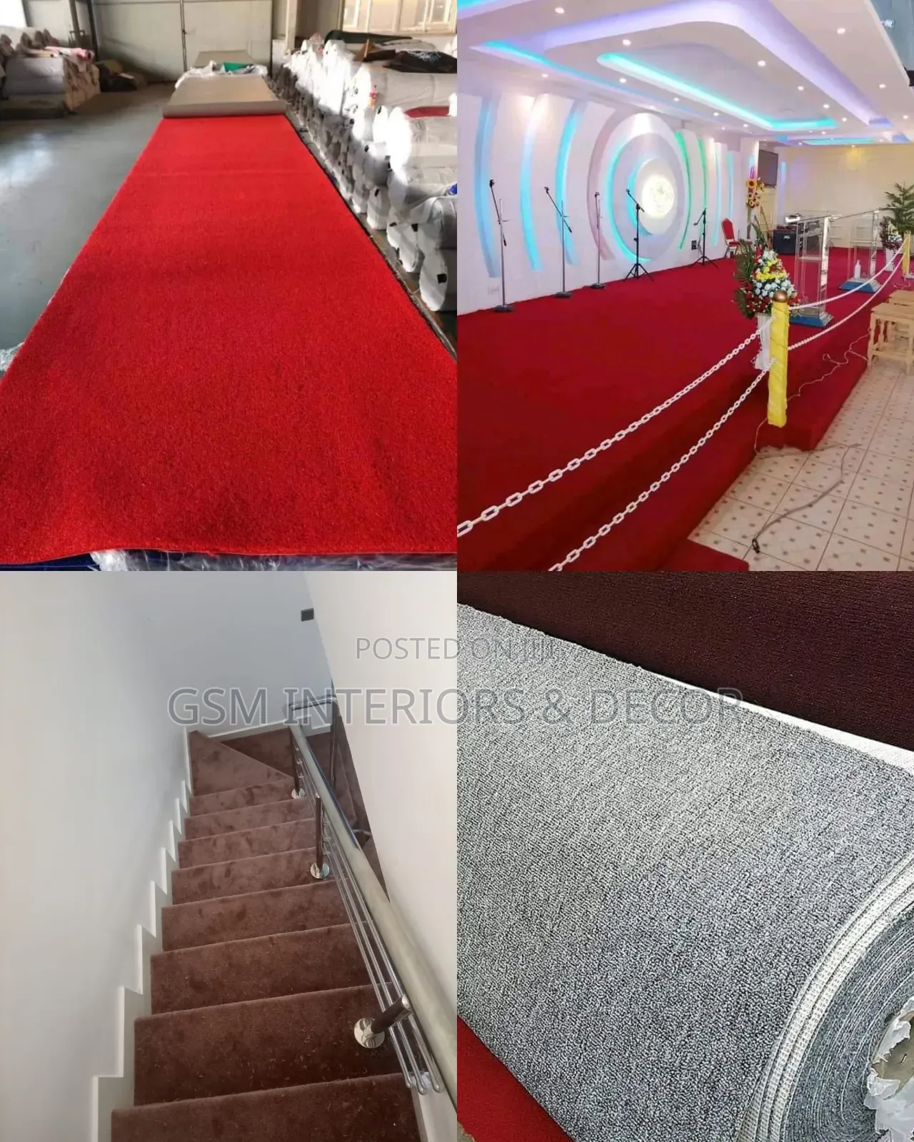 Wall to Wall Carpets in Red, Light Grey and Coffee Brown