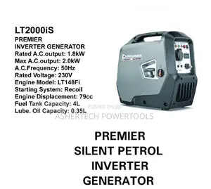 Premier Lt2000is Silent Petrol Inverter Generator 1.8kw