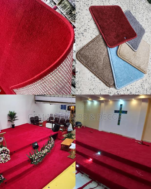 Pure Quality Red Carpets With Durable Polyester Material - main view
