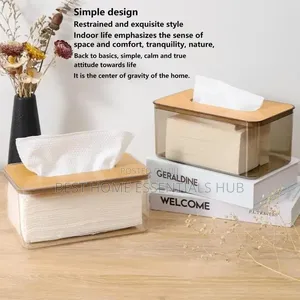 *Nordic Minimalist Tissue Box /Serviette Holder With Bamboo Lid