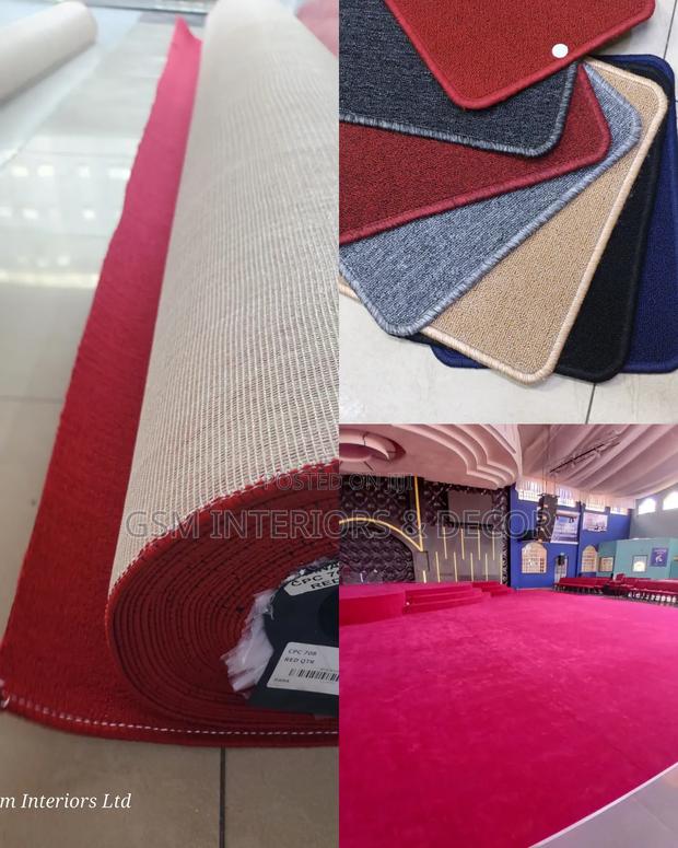 Wall to Wall Red Carpets and Honey Comb Beige
