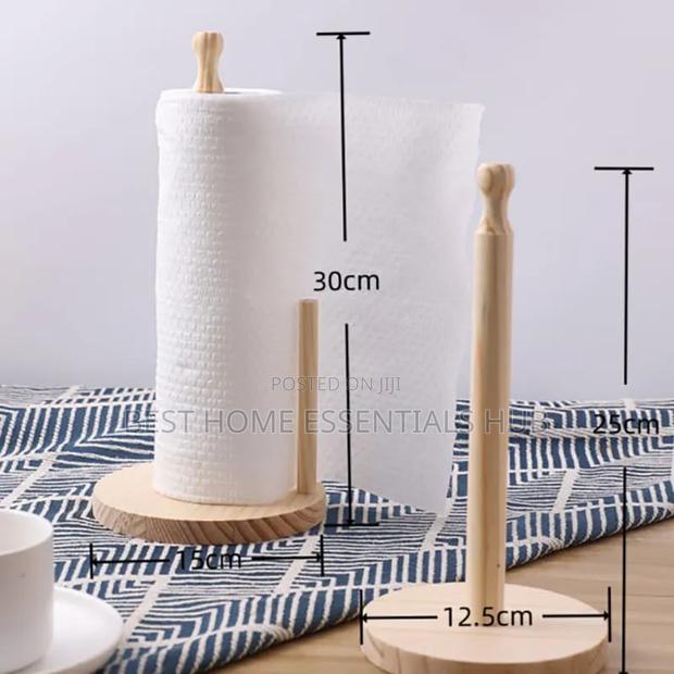 *Bamboo Wood Tissue Holder Vertical Roll Pole Paper Towel Holder - thumbnail 2