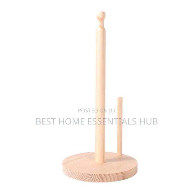 *Bamboo Wood Tissue Holder Vertical Roll Pole Paper Towel Holder - thumbnail 3