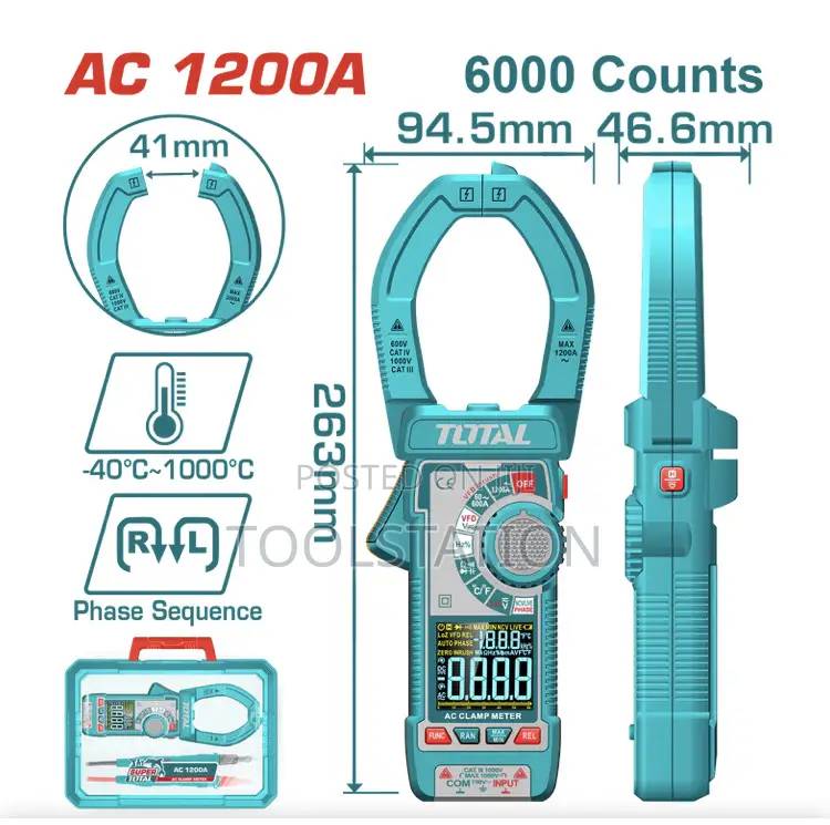 Digital Ac Clamp Meter Va Colour Trur RMS 6000 Counts TMT