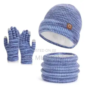 Knitted Hat, Scarf, and Gloves Set Designed for Winter Warmth