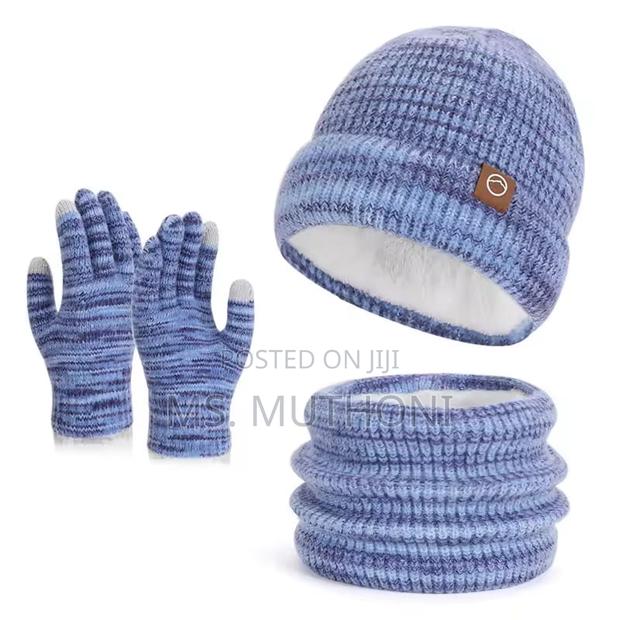 Knitted Hat, Scarf, and Gloves Set Designed for Winter Warmth - thumbnail 3