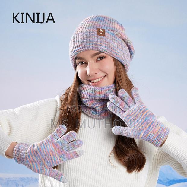 Knitted Hat, Scarf, and Gloves Set Designed for Winter Warmth - thumbnail 4