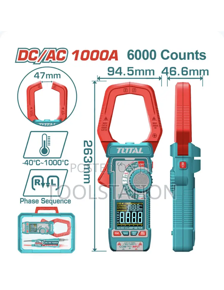 Dc/Ac Clamp Meter Va Colour Display Trur RMS 6000 Counts TMT
