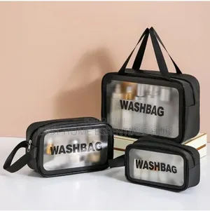 *3pcs Wash Bag/Cosmetic Set-Black Pink
