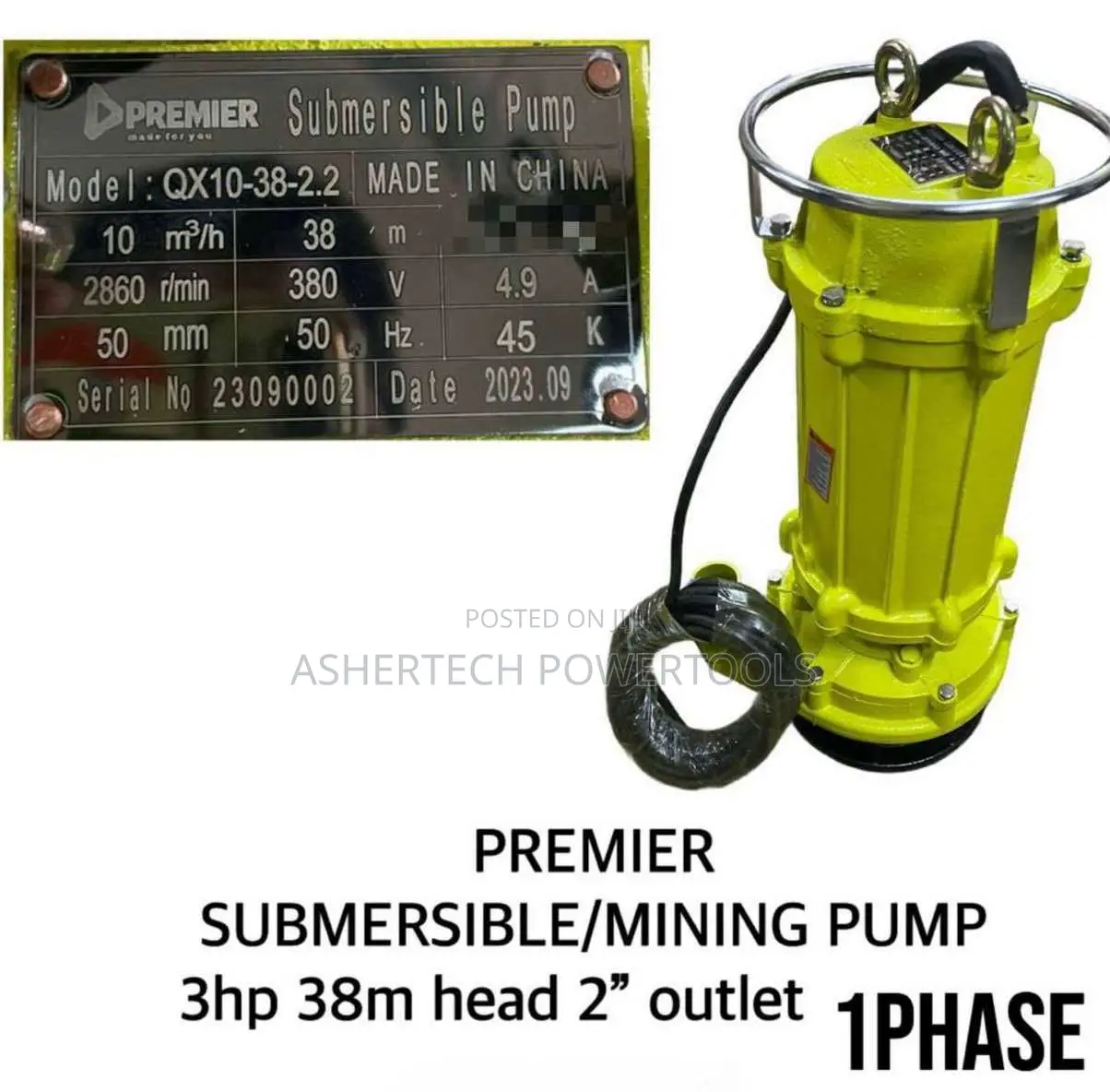 Premier Submersible Mining Pump 3 Hp