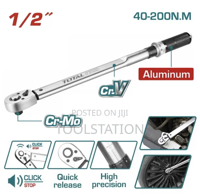 Torque Wrench 1/2" Length: 500mm Torque Range: 40-200n.M Thptw200n2