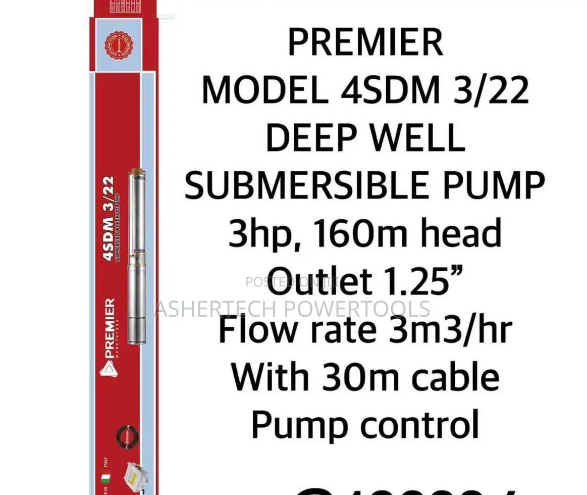 Premier Model 4sdm 3/22 Deep Well Submersible Pump 3 Hp