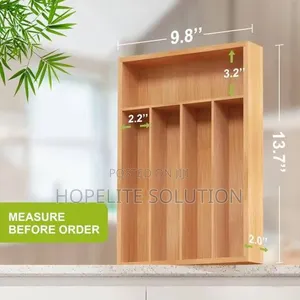 33x24x4cm Dining 5 Slot Bamboo Cutlery Organizer