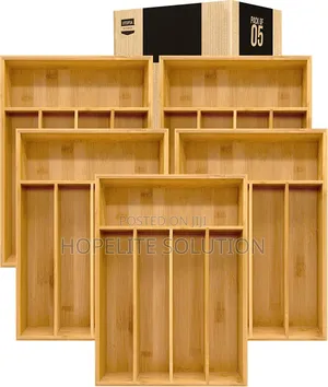 33x24x4cm Dining 5 Slot Bamboo Cutlery Organizer