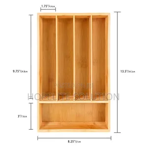 33x24x4cm Dining 5 Slot Bamboo Cutlery Organizer