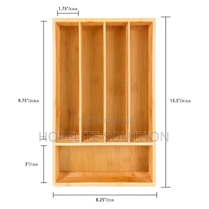 33x24x4cm Dining 5 Slot Bamboo Cutlery Organizer
