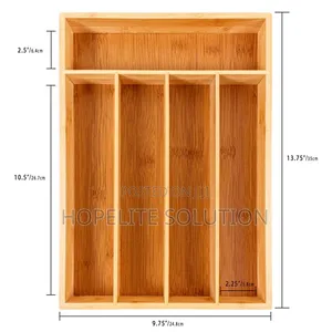 33x24x4cm Dining 5 Slot Bamboo Cutlery Organizer