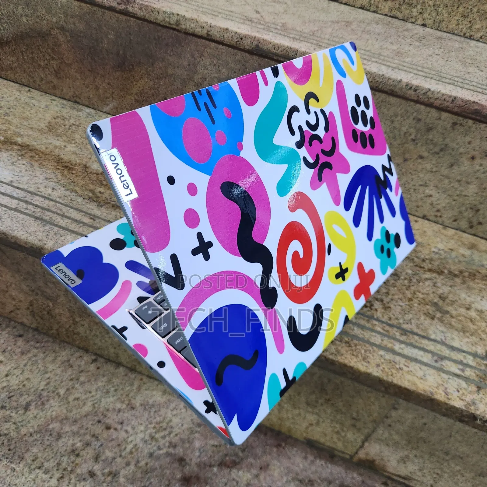 Vibrant, Abstract, Colorful Shape Pattern Laptop Sticker Decal.