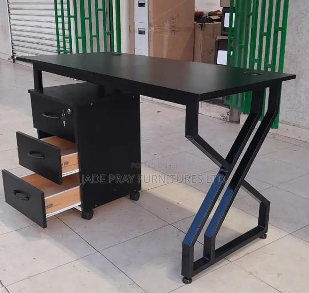 Black Table +Pedestal Office Set